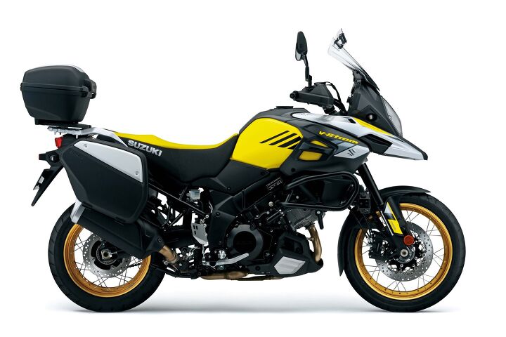 first look 2018 suzuki v strom 1000 and 1000xt, What else Suzuki s trying to make it easier on its dealers with accessories that will fit all four V Stroms Additional lock tumblers that match the bike s ignition key are included with each V Strom so you can add Suzuki accessory luggage and have the convenience of one key operation