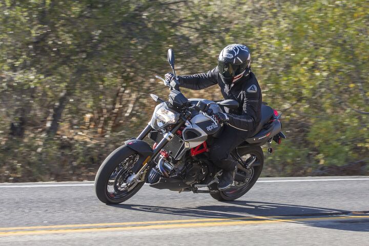 2018 aprilia shiver 900 first ride review, While the Dorsoduro 900 is a bit more fun in the canyons the Shiver 900 offers a more rounded set of skills