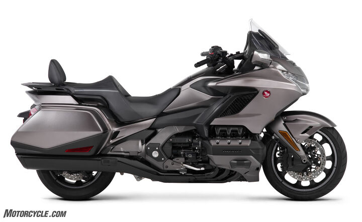 first look 2018 honda gold wing and gold wing tour, The standard Gold Wing is a little more stirpped down with no trunk The look is more aggressive thanks to the blacked out components