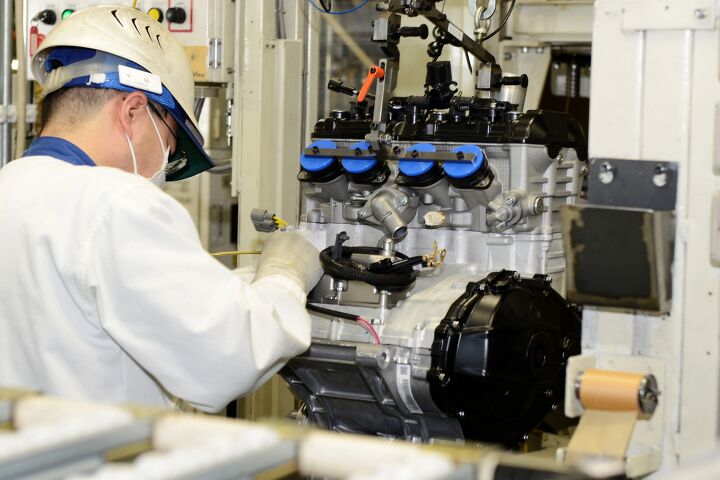 suzuki factory tour part 2 takatsuka engine manufacturing plant, Electrical systems are prepared prior to the installation of the fuel injection s throttle bodies Intake ports remain covered to prevent contaminating debris from entering the engine