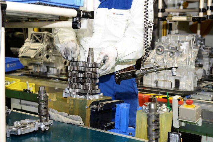 suzuki factory tour part 2 takatsuka engine manufacturing plant, Gear sets are assembled by hand