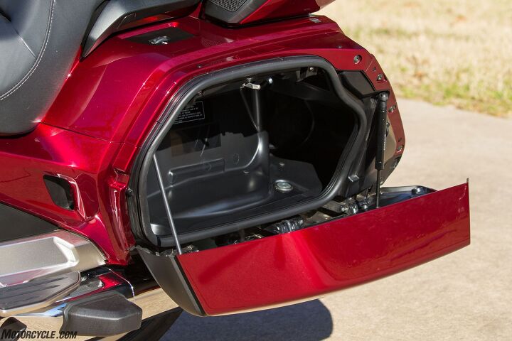 2018 honda gold wing tour review, Although smaller than the saddlebags on the previous generation Gold Wing the storage space seems reasonable to me However bag liners will be a necessity