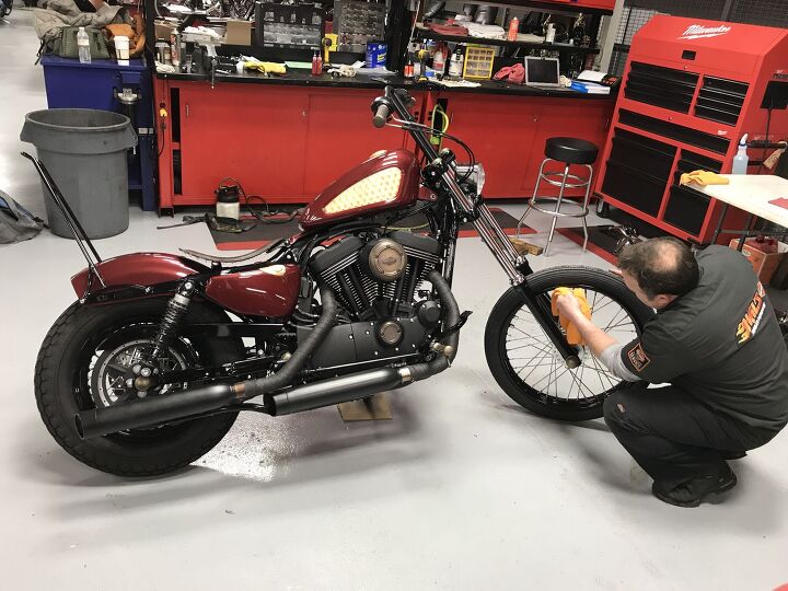 the harley davidson sportster brewtown throwdown, With everything mounted and installed it was time to wipe her down and fire her up