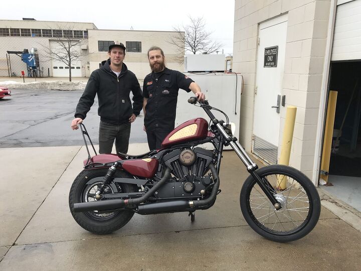 the harley davidson sportster brewtown throwdown, Ryan and I with our 48 hour transformed Sportster Success