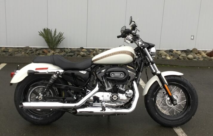 the harley davidson sportster brewtown throwdown, This is what we started with A brand new 2018 Sportster 1200 Custom in Bonneville Salt White