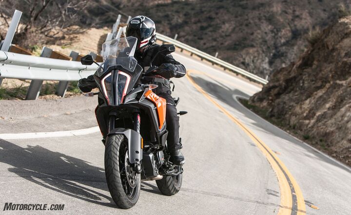 2018 ktm 1290 super adventure s first ride review, The LED headlight is supplemented by a daytime running light which outlines the headlight housing and integrated cornering lights which work off of lean angle