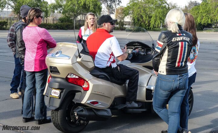 along came a spyder, SoCal Motorcycle Training co owner Allison and retired California Highway Patrol officer Vince would be handling instruction for the day