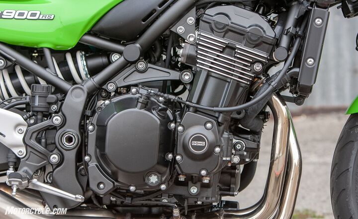 2018 kawasaki z900rs cafe review, Though mechanically unchanged the Cafe s engine receives blacked out engine covers The intake and exhaust sing the song of my people