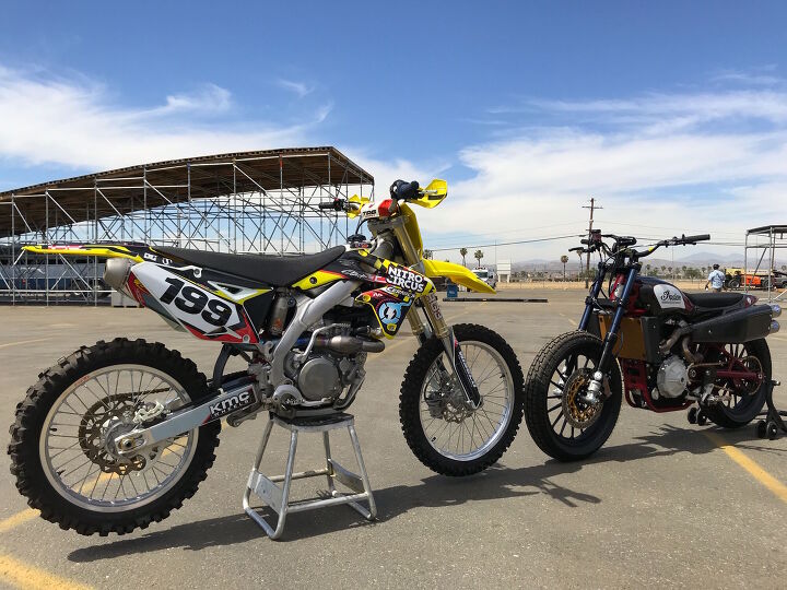 mo interview travis pastrana, Travis Suzuki RM Z450 that he s used to jumping weighs just over half as much as the Indian Scout FTR750 and has three times the amount of suspension travel Comparing these bikes is like apples and oranges