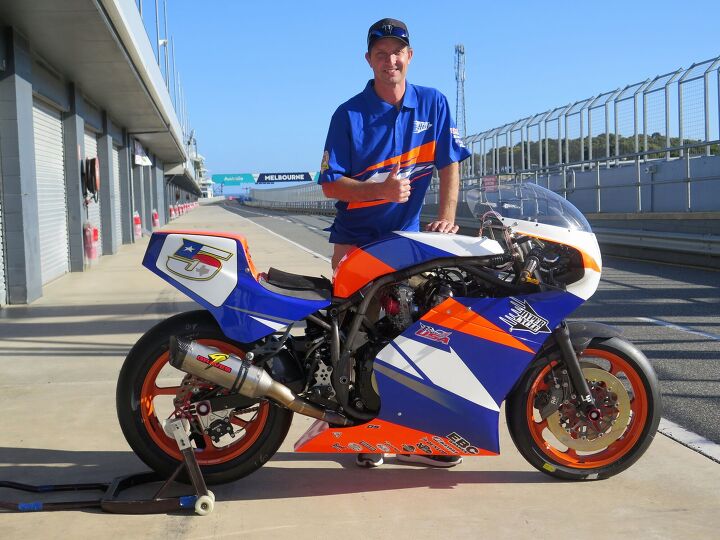 riding the hypercycle vintage racing xr69 beast and other classic tales, Colin Edwards had a few problems and rode Carry s hot rod to eighth overall in last January s Phillip Island Classic in Australia Wendy Newton photo
