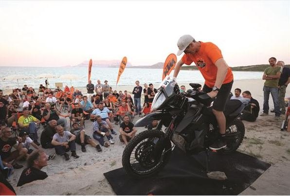 first look at the 2019 ktm 790 adventure r, Chris Birch unveiling the 2019 KTM 790 Adventure R in Italy