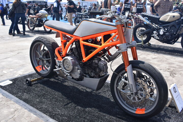 the rsd moto bay classic photo recap, Of course there was also a custom built bike show too with all sorts of different motorcycles Here s a 2015 Ducati Scrambler no not a KTM look closely custom built by Untitled Motorcycles