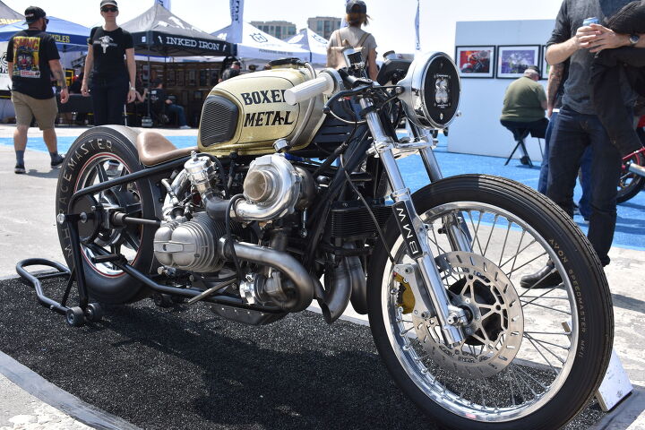 the rsd moto bay classic photo recap, A 1980 twin turbo BMW R100 built by Boxer Metal So gnarly