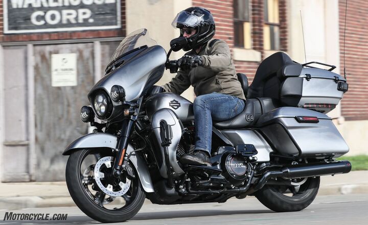 riding harley davidson s 2019 touring line, The CVO Limited is shown here in Magnetic Grey Fade with Contrast Anodize Tomahawk Wheels an example of the darker end of the CVO styling spectrum