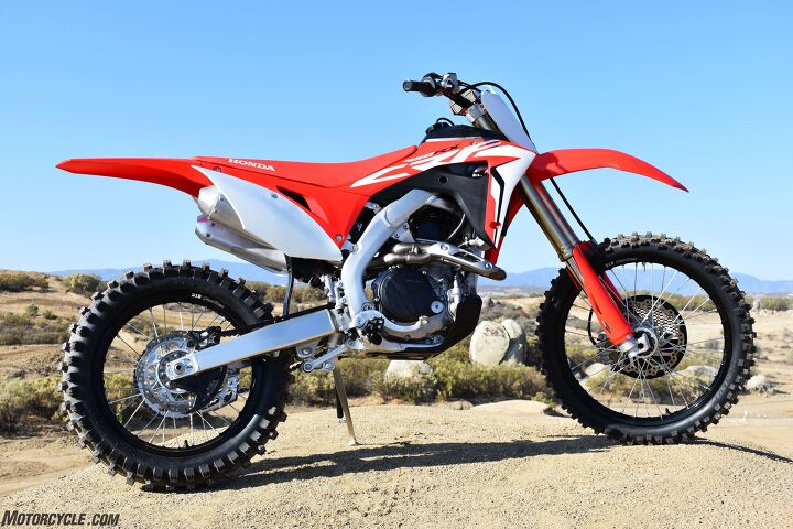 2019 honda crf450rx first ride review, Whether it s at the track or on the trail the 2019 Honda CRF450RX has all the tools and conveniences to ride fast and comfortably And you don t have to find something to lean it up against out on the trail anymore like you did with your MX bike