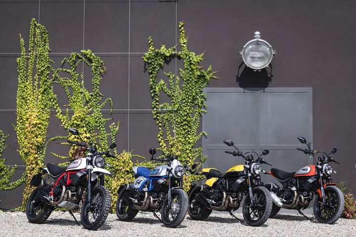 2019 ducati scrambler full throttle desert sled and cafe racer, The Desert Sled Cafe Racer and Full Throttle join the Icon in Ducati s updated 803cc Scrambler lineup