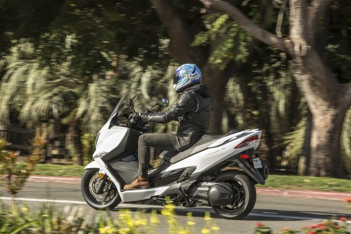 scooter versus motorcycle pros and cons, Plenty of people travel on their maxi scooters This one s the 2018 Burgman 400 and if it s too small there s the bigger plusher Burgman 650 Also the BMW C650GT and others featured in our Uber Scooter shootout from five years ago