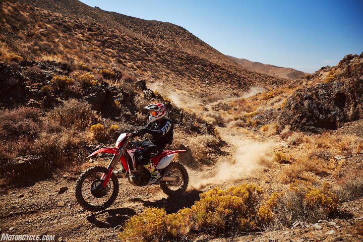 2019 honda crf450x review first ride, This new 450X tips the scales at 275 lbs which is seven pounds more than the outgoing model but you hardly notice its weight even when dancing through technical twisty single track For guys who like getting caught up in weight figures just remember how many off road GNCC or Baja races this bike has won