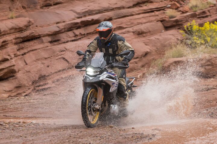 2019 bmw f 850 gs and f 750 gs review first ride, Here you can see the fork working through its eight inches of travel