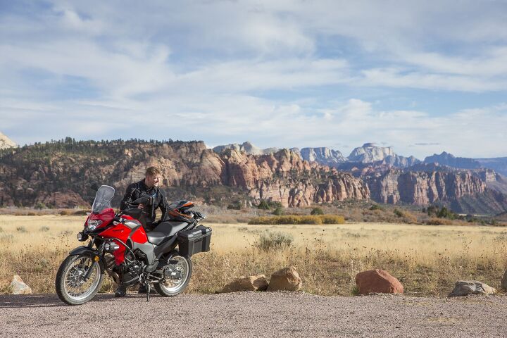 exploring utah by all means, Fully accessorized Versys X 300 I m not sure you could fit both of those monstrous auxiliary lights in one of those panniers