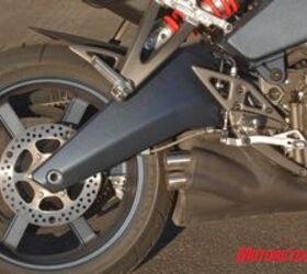church of mo 2008 buell 1125r, There s no black gold in this Buell swingarm Note the visual absence of the rear brake caliper