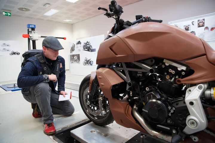 taking a peek behind the crimson curtain, It was a unique experience to be able to get up close to check out the clay model used in the development of the Diavel 1260