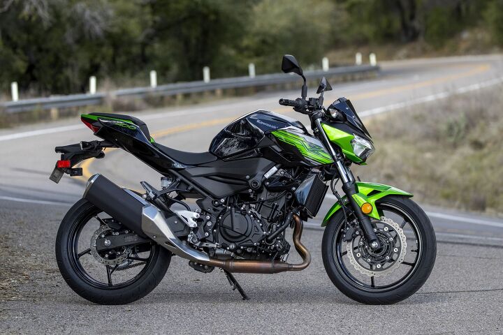 2019 kawasaki z400 review first ride, Even though it s a naked it s a shame you can t see more of the Z s Ducati esque steel trellis frame which Kawi says is similar to the one on the H2 advanced dynamic rigidity analysis was used to ensure optimum rigidity with minimal weight so the frame significantly contributes to the bike s low overall curb mass