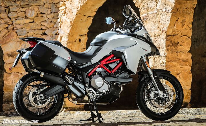 2019 ducati multistrada 950 s review first ride, The 2019 Ducati Multistrada 950 S in Glossy Grey with the optional 1 400 Touring Pack installed featuring a center stand heated grips and saddlebags