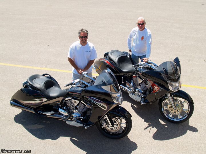 arlen ness the icon king, Arlen and Cory Ness with a couple of custom Victory Visions to the 2007 Sturgis rally Photo by Michael Dapper