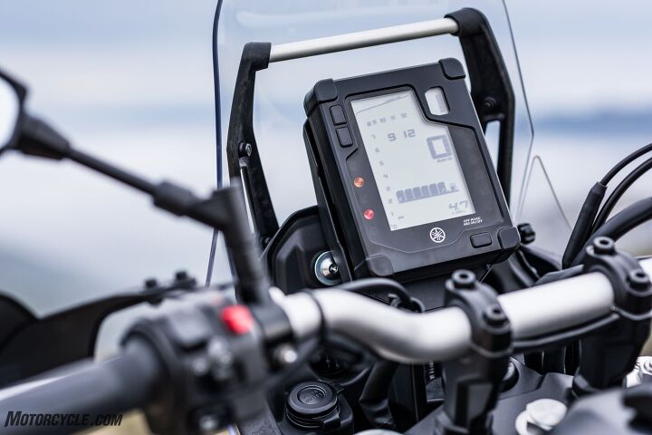 2020 yamaha tenere 700 review first ride, Yamaha has stuck with the LCD style dash which is easy to navigate via the dedicated button on the left hand switchgear Located in the bottom right corner of the display is the button to disable enable ABS