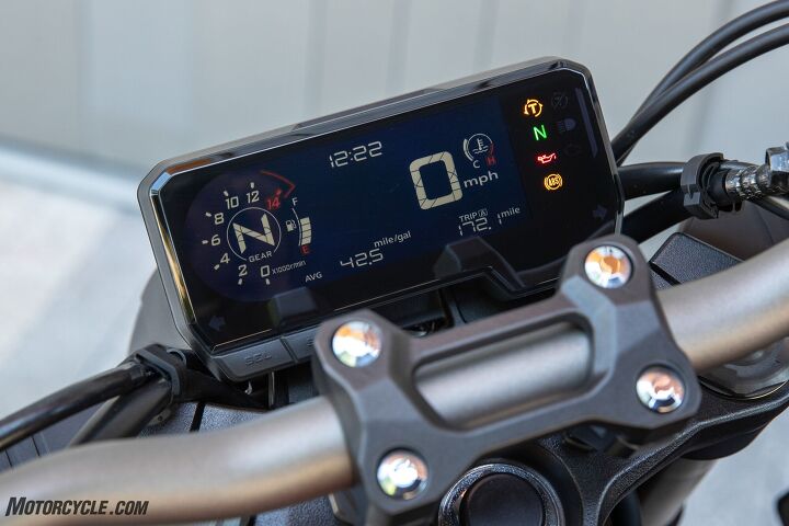 2019 honda cb650r review first ride, The sleek LCD screen blends nicely into the dash area and styling of the CB
