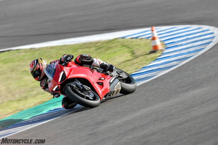 2020 ducati panigale v2 review first ride, Track officials warned us water from the previous day s rain was seeping up through the pavement where the cone is If water did find its way to the track it wasn t enough to disrupt the V2 s effortless handling