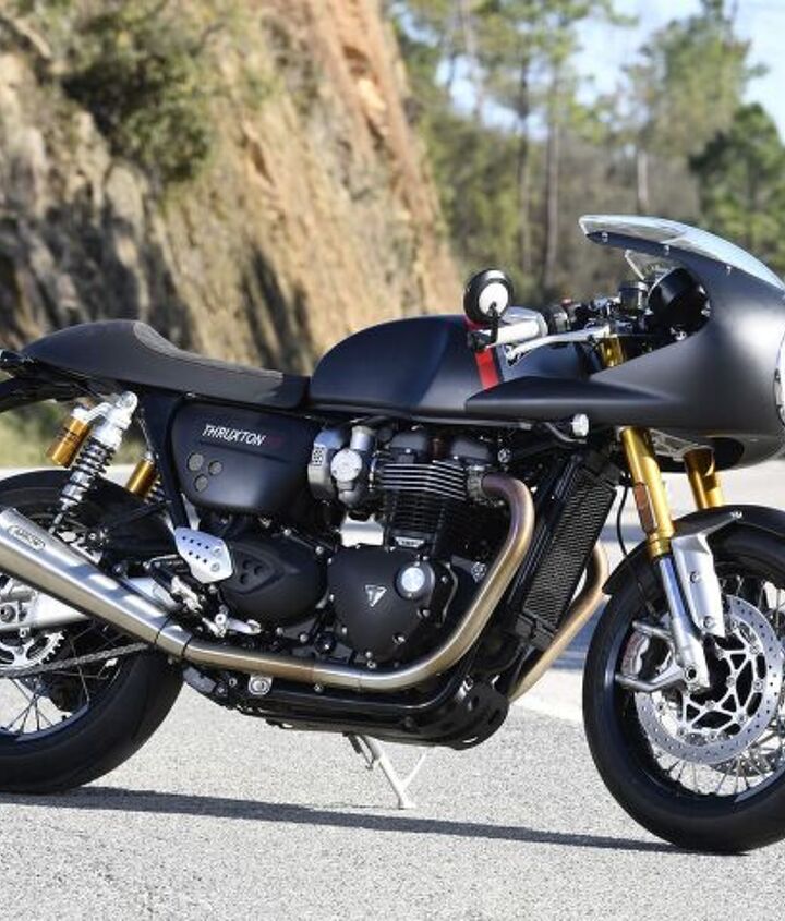2020 triumph thruxton rs review first ride, The Track Racer inspiration kit for the Thruxton RS consists of the front fairing lower clip on handlebars rear mudguard removal kit compact rear light and turn signals market specific