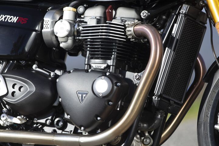 2020 triumph thruxton rs review first ride, Triumph says its latest Twin cranks out 104 hp 7 500 rpm and 83 lb ft of torque at 4 250 rpm making it the most powerful production Twin ever produced by the British brand