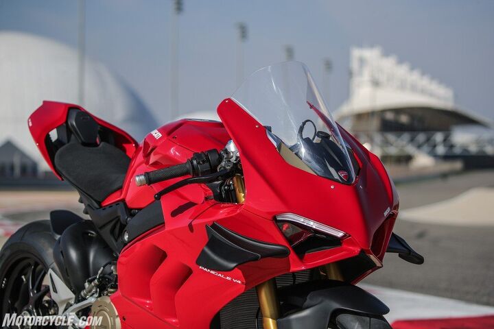 2020 ducati panigale v4 s review first ride, A taller screen wider fairings and of course winglets All are adaptations from the R model to improve the S version