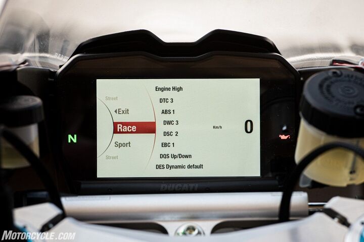 2020 ducati panigale v4 s review first ride, In each of the Pangale s different ride modes you can further customize each setting This image of the TFT dash is just a small sample of the adjustments available