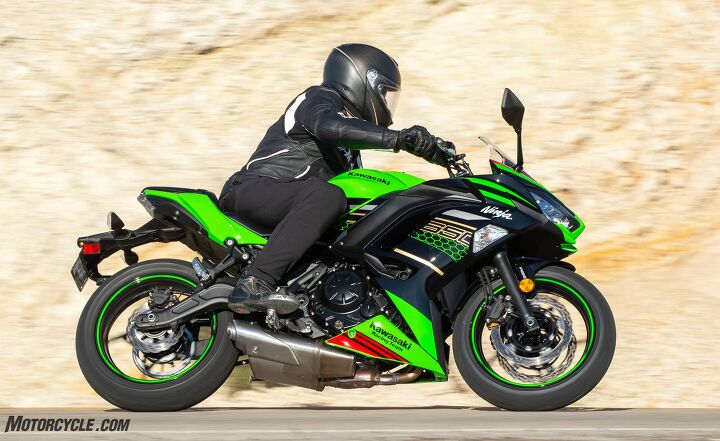 2020 kawasaki ninja 650 review first ride, Through the slippery wet corners and gravel strewn roads of our introductory ride when the Ninja 650 lost traction the chassis stability kept the motorcycle poised