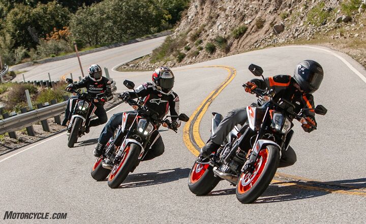 2020 ktm 890 duke r first ride review, What s better than one 890 Duke R Three of them Rest assured we re trying our best to keep a socially responsible distance between us