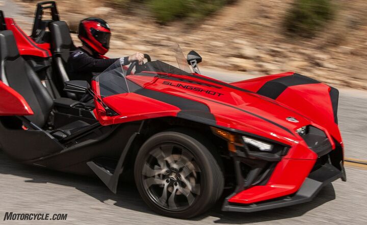 2020 polaris slingshot sl review, If the OE Red Pearl and Blue Steel aren t flashy enough Polaris has dozens of accessories from graphics packages to hard tops allowing you to pimp your ride as you see fit
