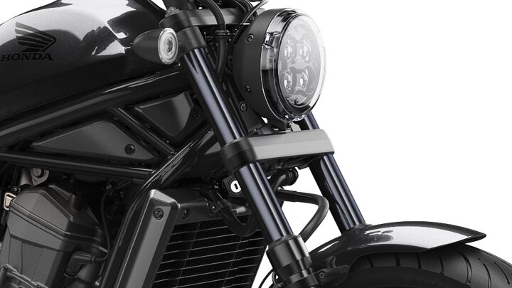 2021 honda rebel 1100 first look updated, 43mm cartridge style fork sliders are coated in