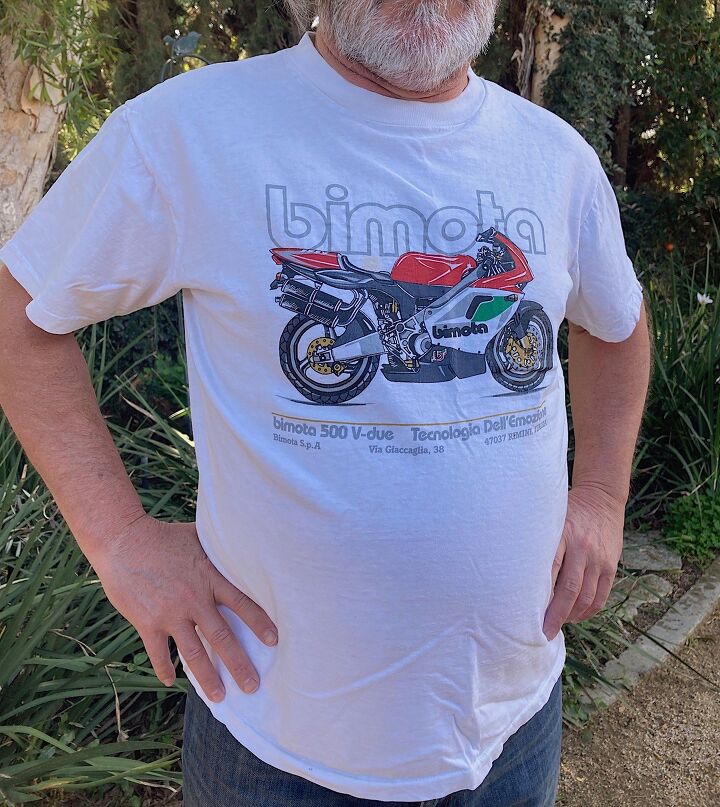 ten worst motorcycles of the modern era, To add insult to injury the Bimota USA rep charged me 10 for the t shirt Probably should ve gone XL