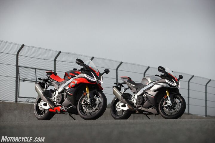 2021 aprilia rsv4 and rsv4 factory review first ride, The RSV4 Factory left and RSV4 They re mostly the same but also a bit different than before