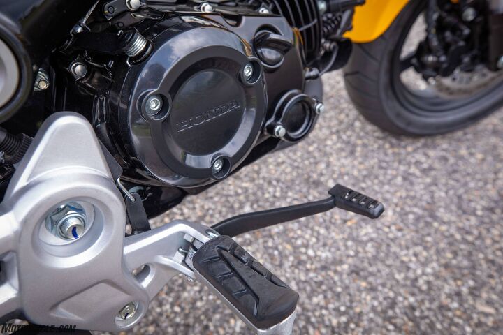 2022 honda grom review first ride, An oil filter Praise the Lord There s also a sight glass also a new feature The manual calls for oil changes every 4 000 miles seems a long interval for a mere quart capacity