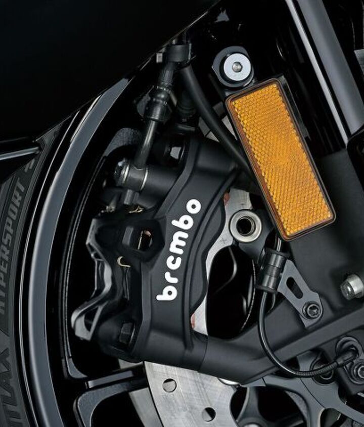 2022 suzuki hayabusa review first ride, The Brembo Stylema calipers are the company s latest greatest street monoblock lightweight self cooling and they use popular brake pads
