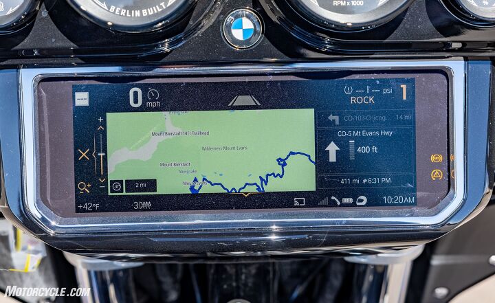 2022 bmw r18b and r18 transcontinental review first ride, Here s the view I had on my screen for most of the ride and when the app was connected the system was a delight to use