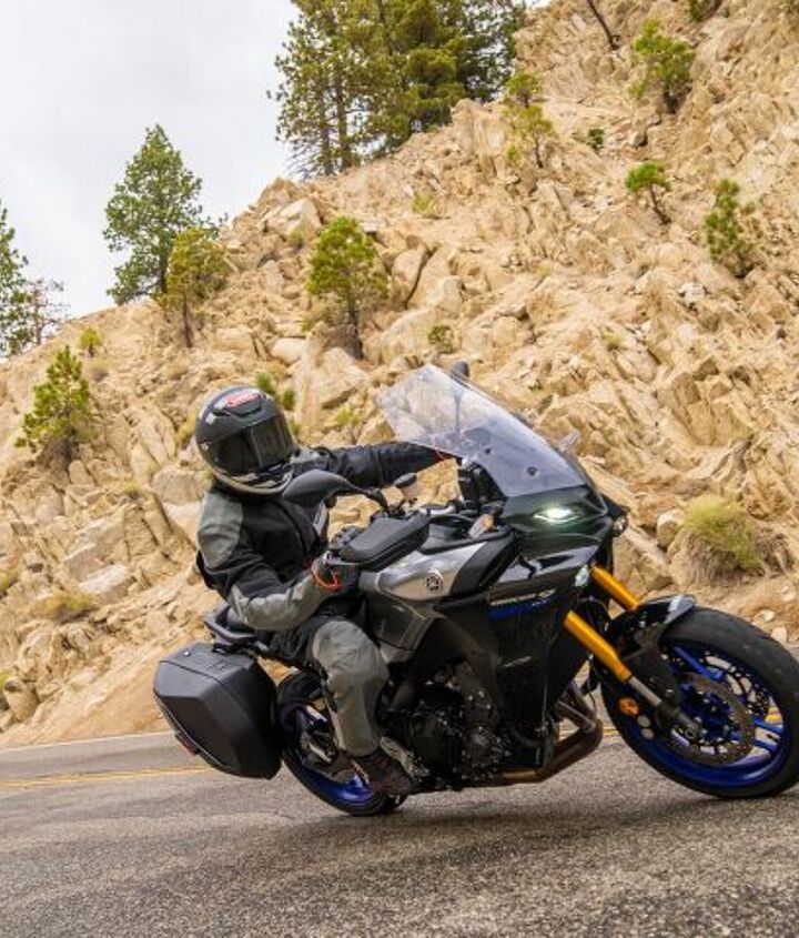 2021 yamaha tracer 9 gt review first ride, Once you get past the small delay in power delivery the Tracer 9 GT will build speed fast if you ask it to