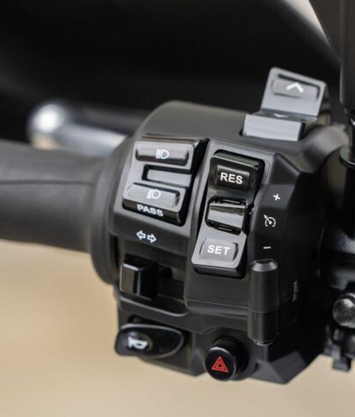 2021 yamaha tracer 9 gt review first ride, Toggling through and changing presets is done through various button presses on the left switchgear though the right side scroll wheel not shown allows you to dig deeper into various menus Also check out the cruise control button