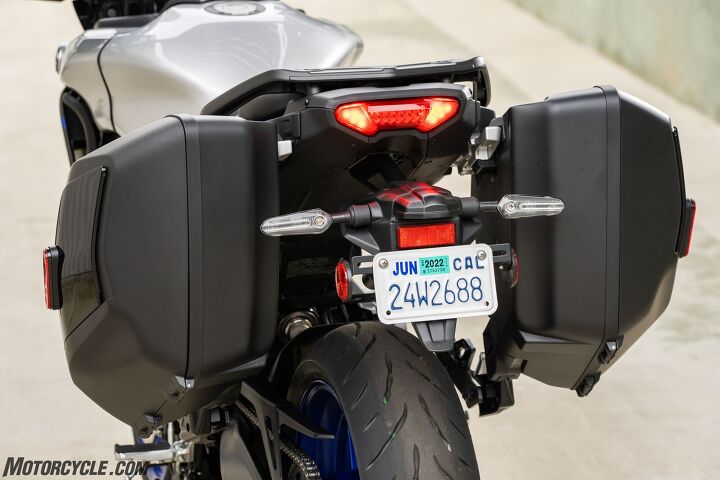 2021 yamaha tracer 9 gt review first ride, Kudos to Yamaha for integrating saddlebags into the Tracer s design and including them in the purchase price but they may not be big enough to fit certain full face helmets
