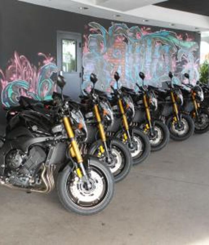 church of mo 2011 yamaha fz8 review first ride, Yamaha had a fleet waiting for us at the lobby of a hotel in Venice Calif