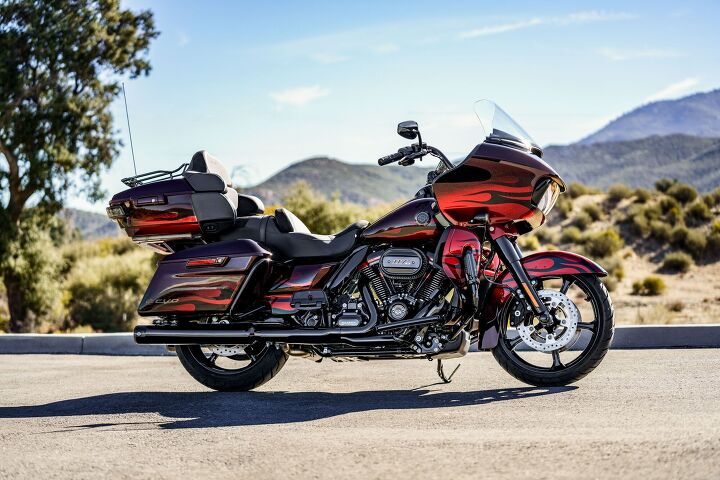 four harley davidson cvos for 2022, Dante s Red with Dante s Black Sunglo Fade Flame Pattern and Gloss Black yours beginning at 44 899